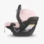 The Mesa V2 infant carrier (Alice) includes a large, UPF 25+ hideaway canopy and a European Routing system for a secure install when installing without the base