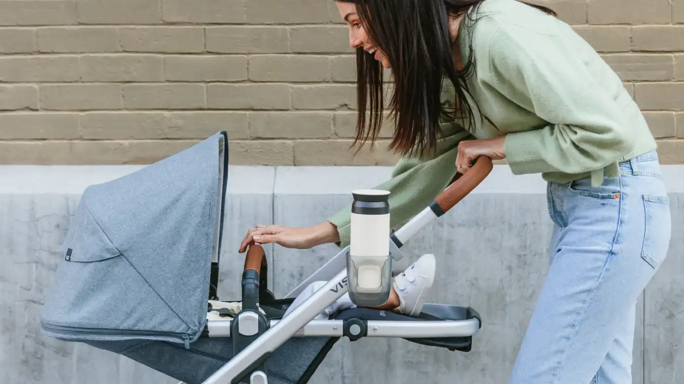 Cup holder with water bottle attached to Vista