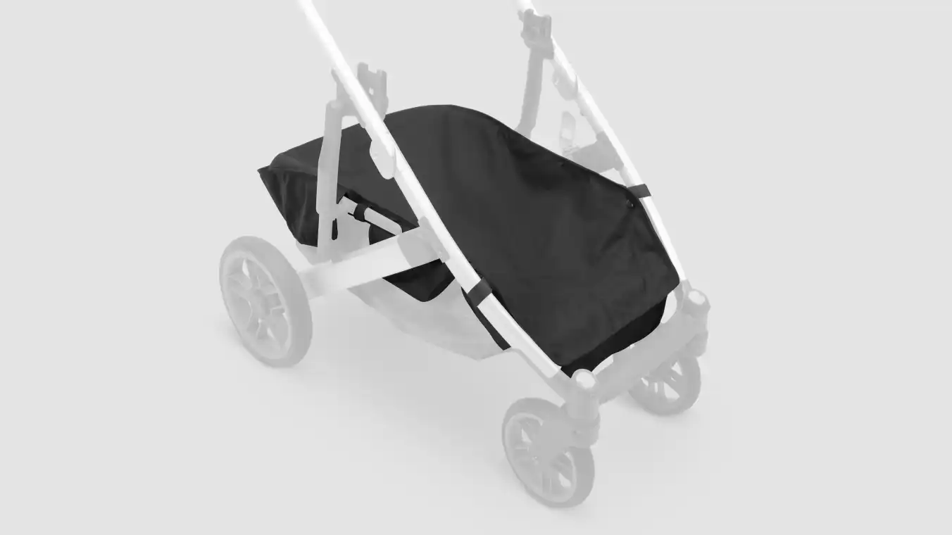 Basket Cover attached to Cruz V2 Stroller Frame - folded closed, side view