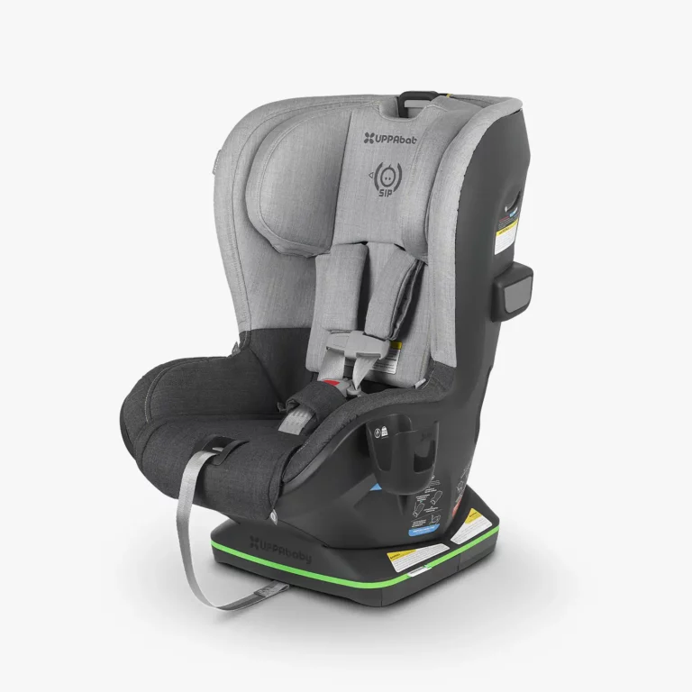 The Knox Convertible Car Seat (Jordan - Charcoal Mélange Wool with Citron Accent) features a removable cup holder, a multi-position, adjustable foot for leveling, and EPP foam between the inner and outer shell ensures forces are absorbed into the seat