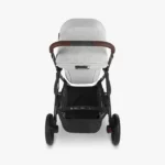 The Vista V2 stroller features all-wheel suspension, a 4-position adjustable handlebar, as well as an easy-access foot brake with visual indication