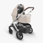 The included Bassinet (color matches the stroller) features a one handed release from the stroller for easy use