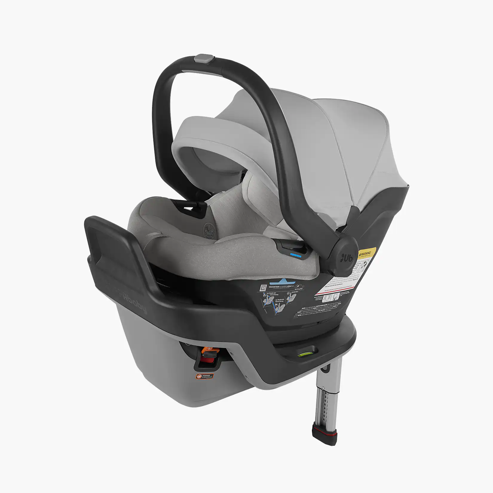 The Mesa Max infant car seat (Anthony - White and Grey Chenille) and the included low-profile, streamlined base with load leg