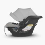 The Mesa Max infant car seat (Anthony) features an extra-large UPF 25+ hideaway canopy for increased sun protection, and a European Routing system for a secure installation without the base