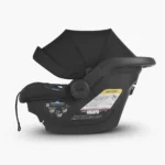 The Mesa Max infant car seat (Jake) features an extra-large UPF 25+ hideaway canopy for increased sun protection, and a European Routing system for a secure installation without the base