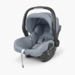 The Mesa V2 infant carrier (Gregory) includes removable and washable seat fabrics that are free from flame-retardant chemicals, and a carry handle with a convenient stroller release button