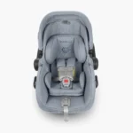 The Mesa V2 infant carrier (Gregory) features a no-rethread harness that adjusts with the large, adjustable headrest for additional Side Impact Protection performance