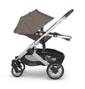 An UPPAbaby Cruz V2 Stroller | Theo | Dark Taupe | Silver Frame | Chestnut Leather