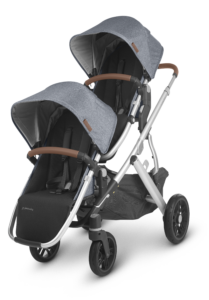 UPPAbaby Vista V2 Full Size Stroller | Gregory | Blue Mélange | Silver Frame | Saddle Leather