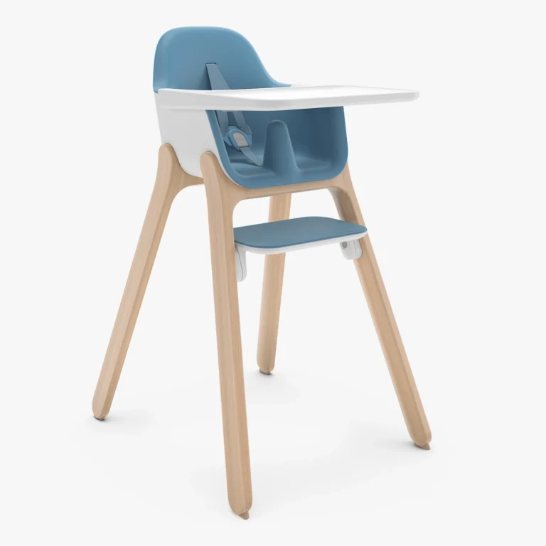 The Ciro High Chair (Caleb - Steel Blue)and its included perfect-fit-tray fits directly over the table to let baby join you at mealtime, and seemlessly fits into your home with its sleek and compact footprint