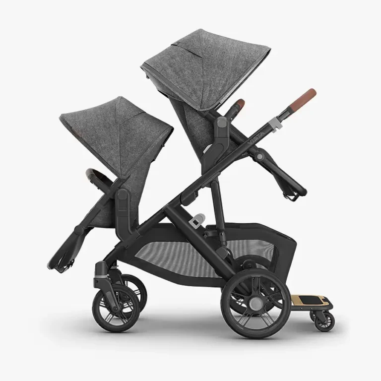 Vista V3 with Toddler Seat, RumbleSeat V2+, and Piggyback in Greyson